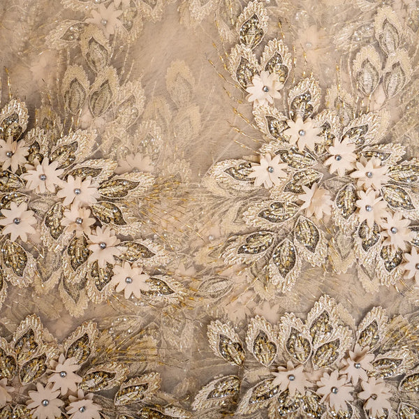 Celeste Gold Net Fabric