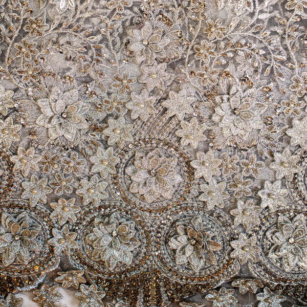 Celestial Grey Silver Net Fabric