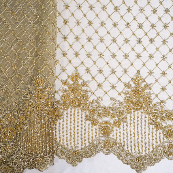 Golden Bloom Net Fabric